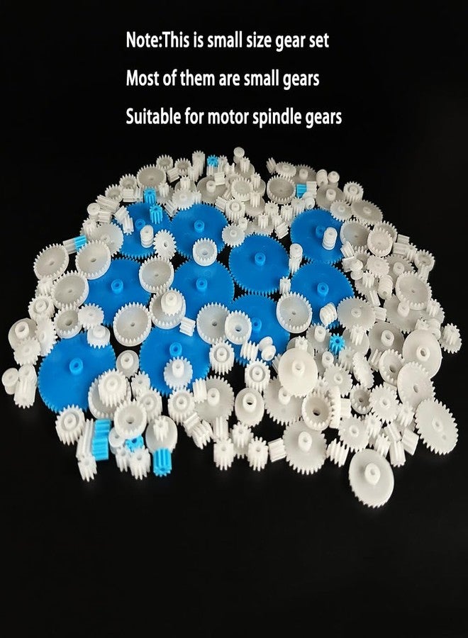 URIMPAVIDO 200PCS Module 0.5 Plastic Gear Single Gear Spindle Gear Small Motor Gears for DC Motor RC Car Robot DIY Model Toy Parts (White,Blue) - Image 4